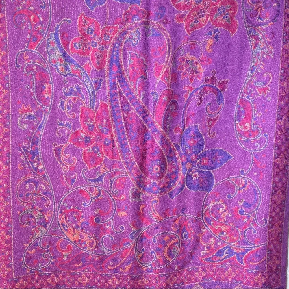 Gift From Jerusalem 100% Cashmere Purple Paisley Scarf/shawl with Fringe